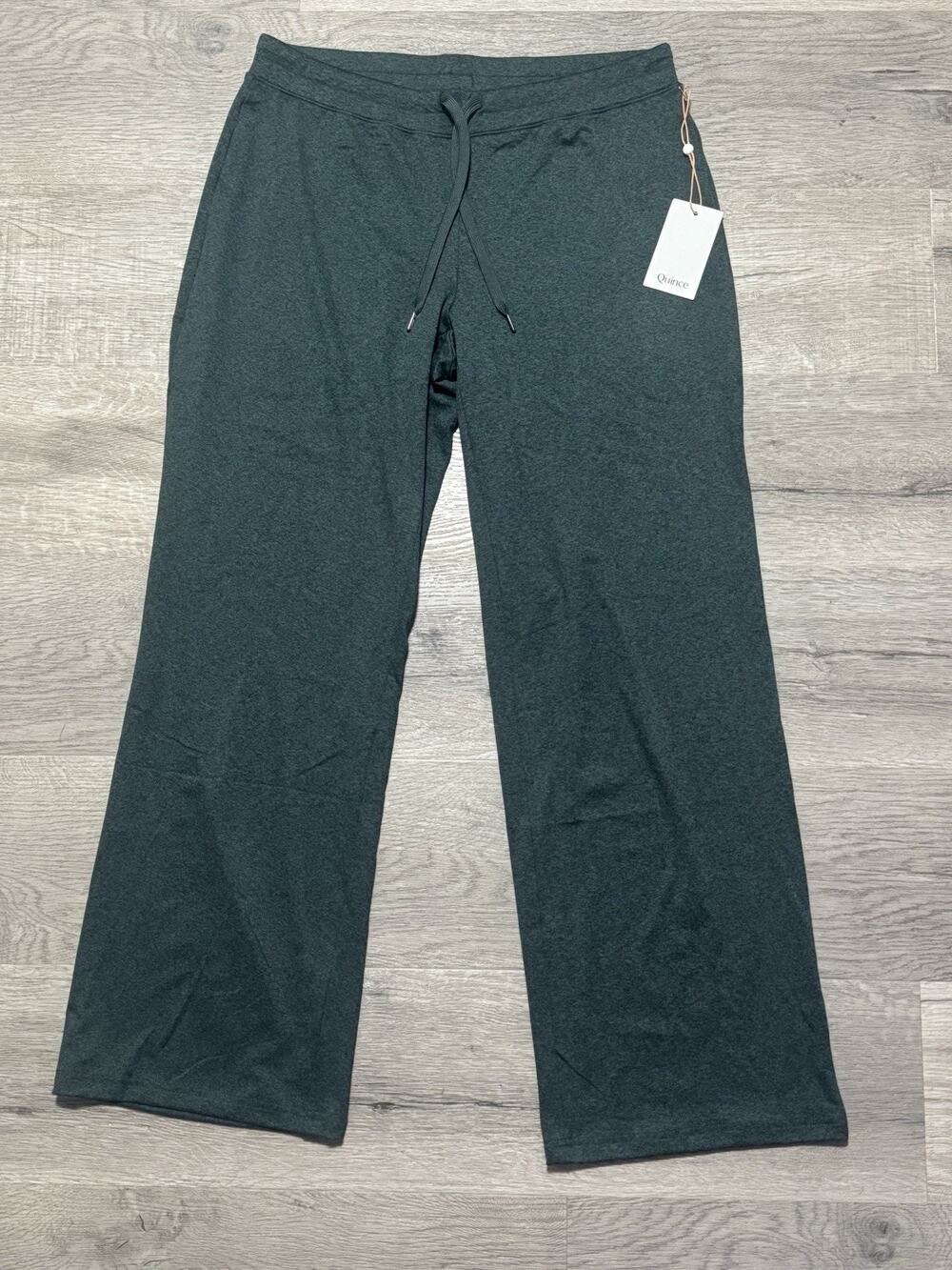 Quince NWT Flowknit Wide Leg Pants Sz M Heather Green Pockets